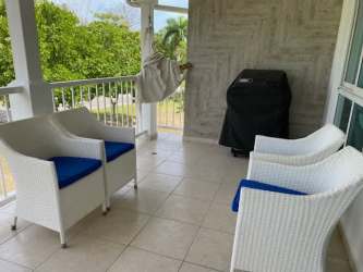 Kitchen with granite countertops, stainless appliances at Bijao Beach Resort Panama