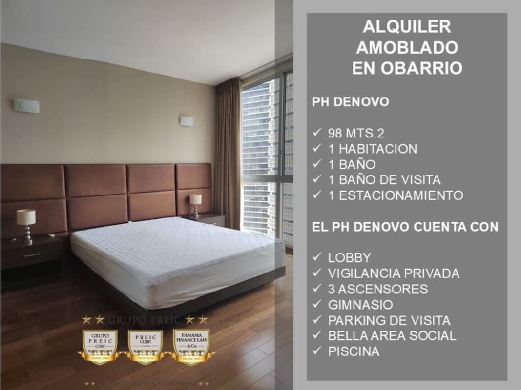 Bathroom with walk-in shower and modern vanity PH Denovo Apartment Obarrio