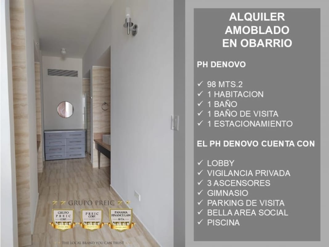 Kitchen with breakfast island furnished apartment PH Denovo Obarrio Panama City