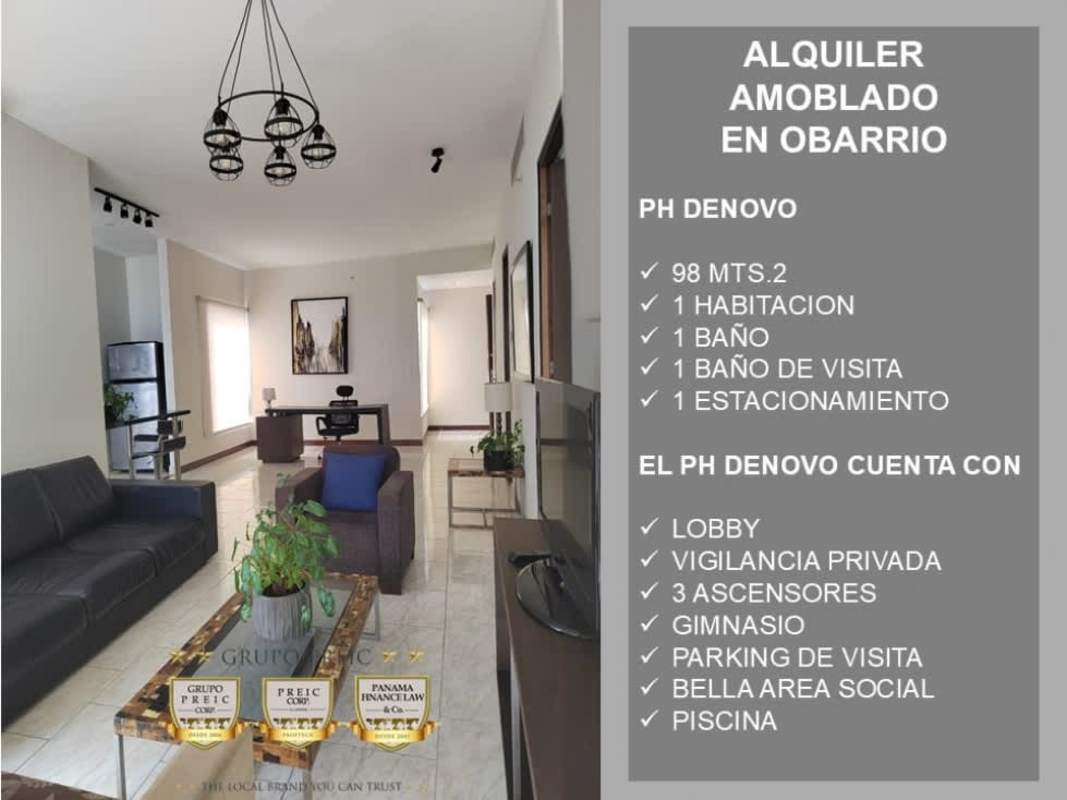 Bright bedroom with large window and skyline view PH Denovo Obarrio Panama