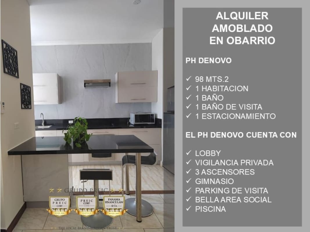 Guest half bathroom with vanity PH Denovo rental apartment Panama City