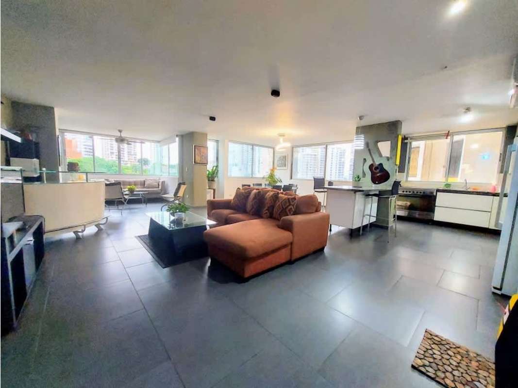 Modern open-plan living room with city views in PH La Joya Punta Paitilla Panama City