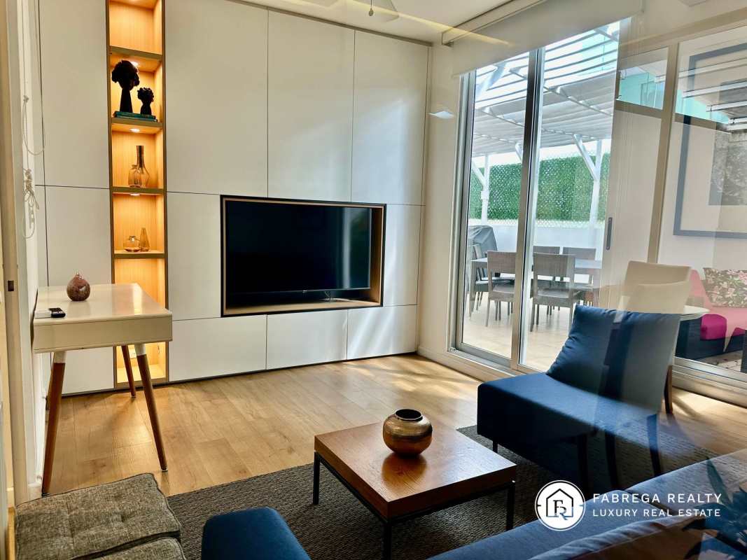 Bathroom with glass shower enclosure and modern vanity at PH Window Tower Coco del Mar