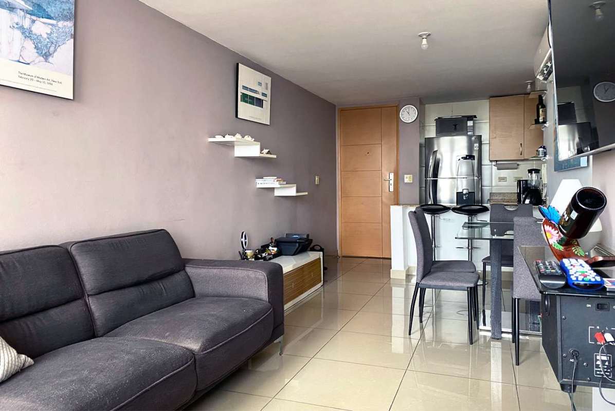 Living area with balcony access, city views, AC in PH 4 Islas Panama