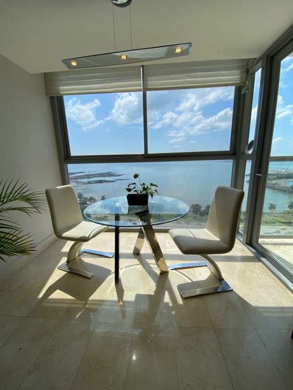 Sleek stainless kitchen with ocean views at PH Yoo Panama