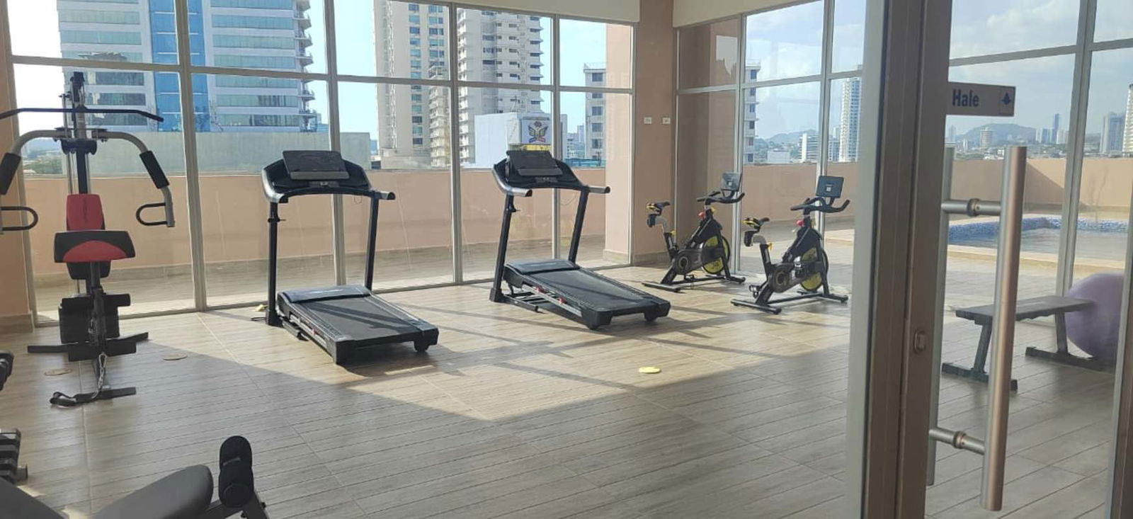 Rooftop children’s playground with swings and slides in PH Vicky Village apartment complex Panama