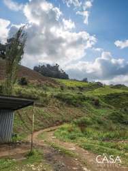 Terraced farmland mist lush forests mountain background Volcán region Panama