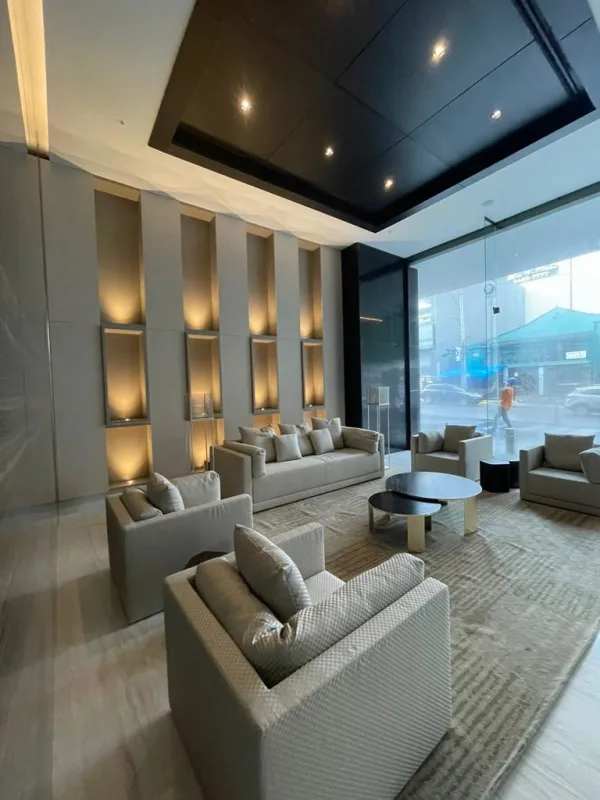 Elegant lobby area with luxury furnishings at PH Nuovo by Armani Casa Panama