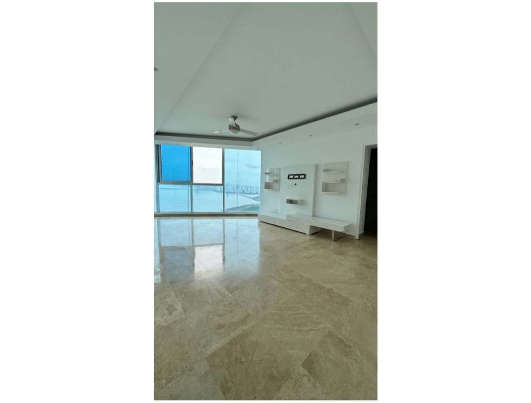 Curved glass balcony with panoramic oceanfront vista Costa del Este Panama City