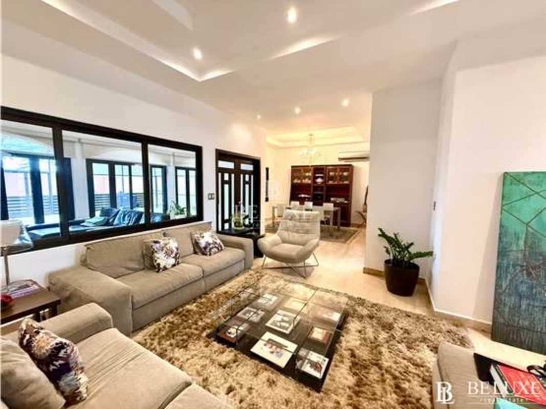 Open living room with ceramic floors and natural light in luxury house Costa Sur Panama