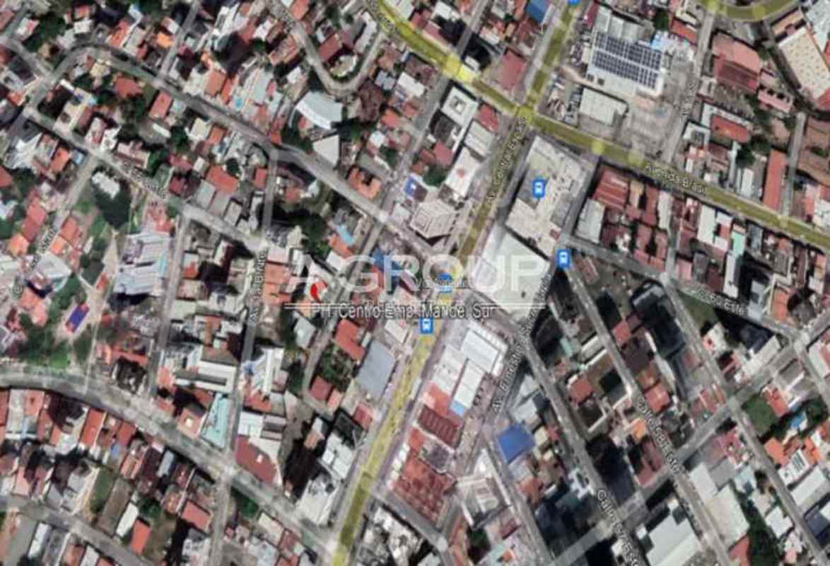 Aerial city view showing residential and commercial buildings near Mar del Sur Bella Vista Panama