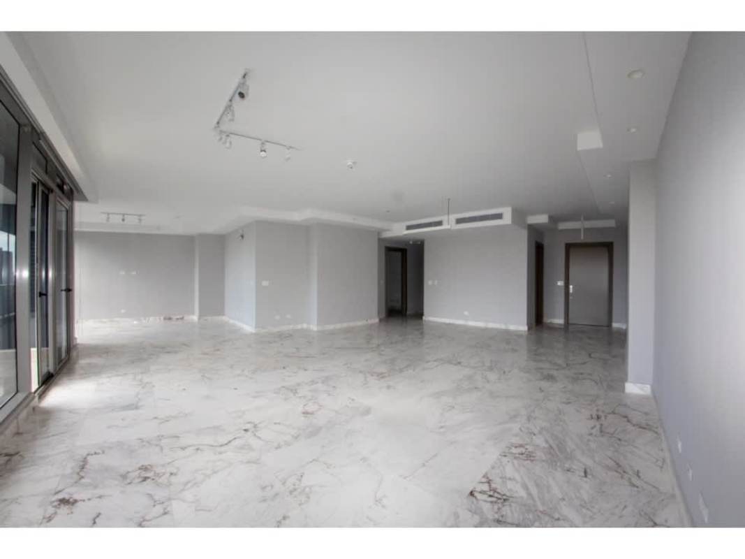 Ocean and skyline views from large balcony in luxury apartment PH Regalia Panama