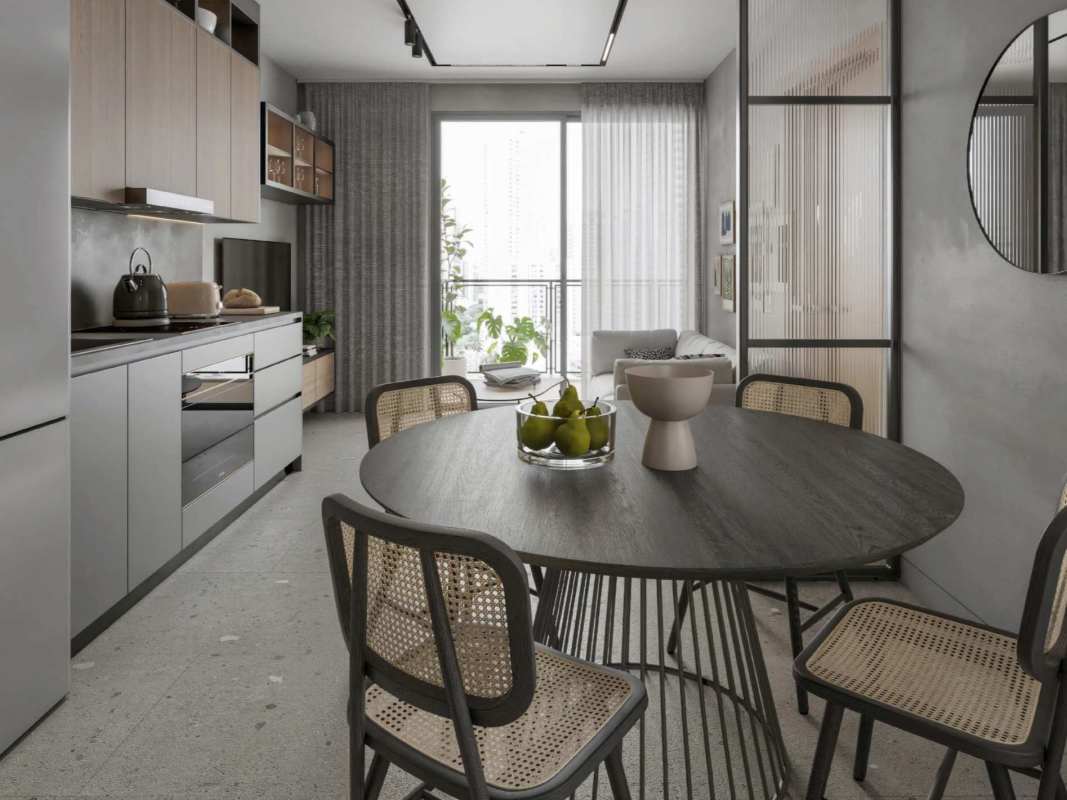 Contemporary kitchen with open concept, modern cabinetry in PH Vista Balboa on Avenida Balboa