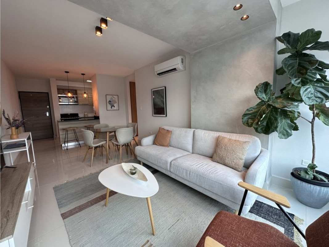 Modern open floor plan kitchen dining living area PH T7 Obarrio Panama City