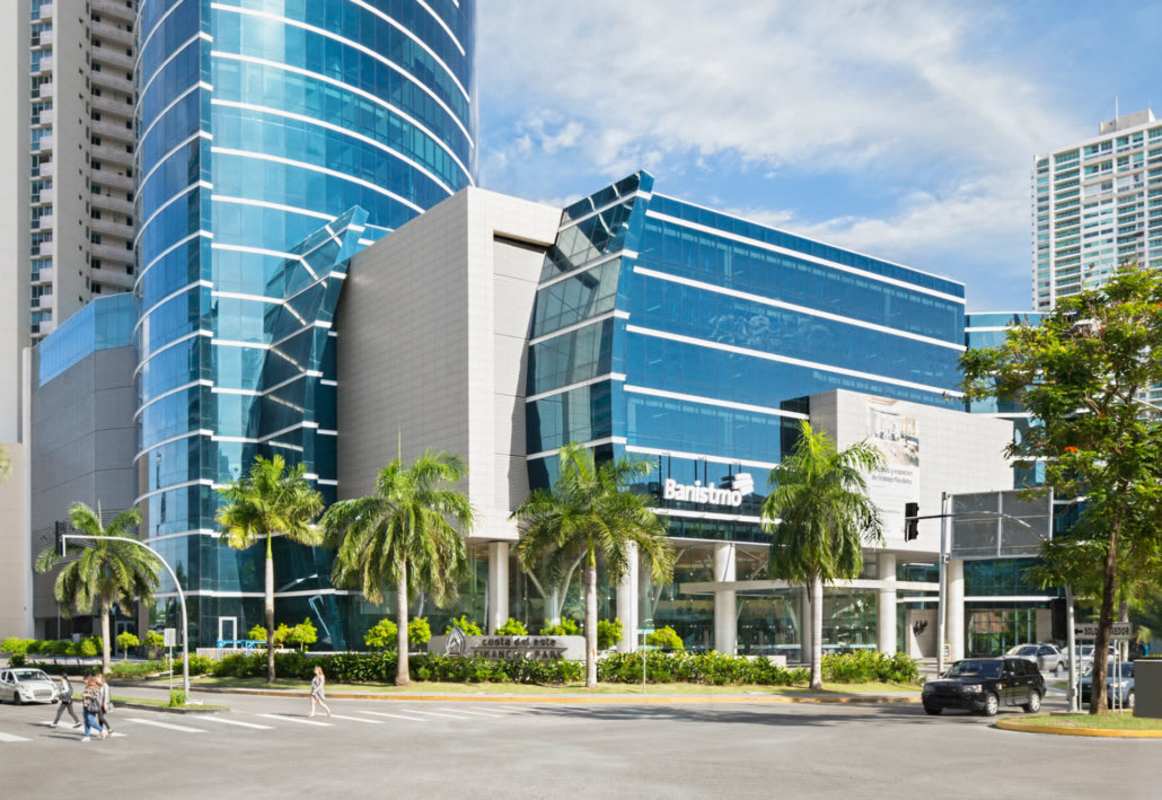 Glass façade commercial skyscraper Financial Park Costa del Este Panama City Panama