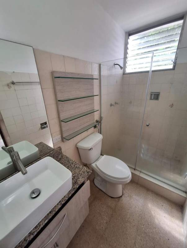 Contemporary bathroom with vessel sink, granite countertop, glass shower PH Royal Plaza El Carmen