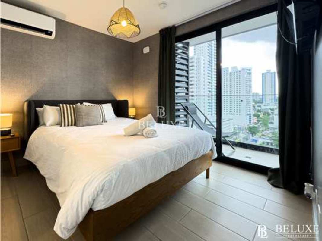 Rooftop infinity saltwater pool with skyline view at PH Living 73 Panama City