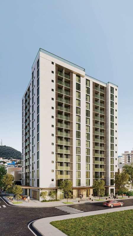 Modern twin residential towers with balconies PH Alexa Calle 39 Avenida Balboa Panama City
