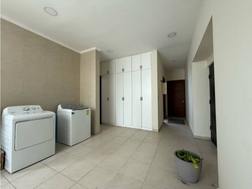 Spacious penthouse living area with panoramic city and ocean views in PH Bahia Pacifica Punta Pacifica