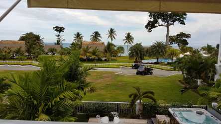 Infinity edge pool with ocean backdrop at PH Bijao Beach Club Panama beachfront condo