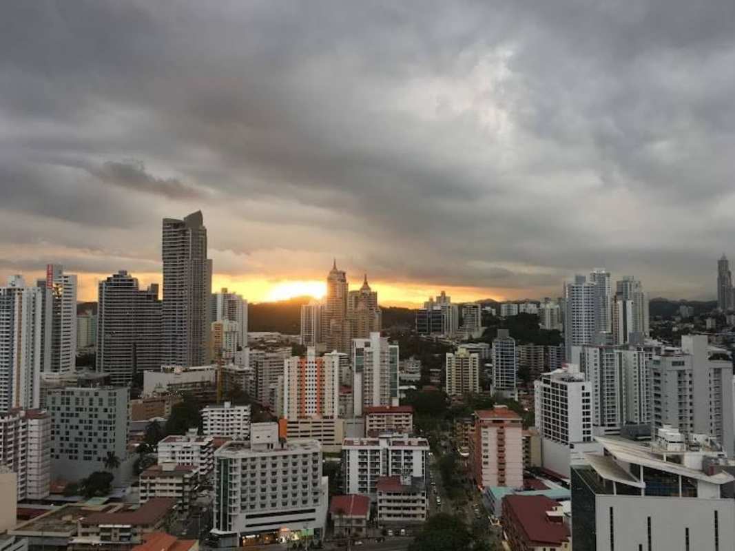 Balcony with panoramic views of Panama City skyline at PH Astoria El Cangrejo