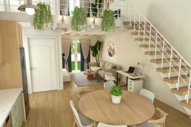 Two-story beachfront townhouse with balconies and landscaped gardens at Cozy Venao Playa Venao Panama