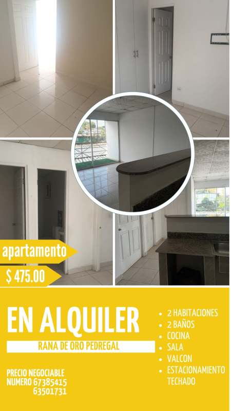 Collage view apartment for rent with kitchen, bedroom and balcony in Rana de Oro Panama City