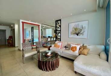 Open kitchen featuring granite countertops stainless appliances ocean view Santa Clara Residences Panama condo for sale