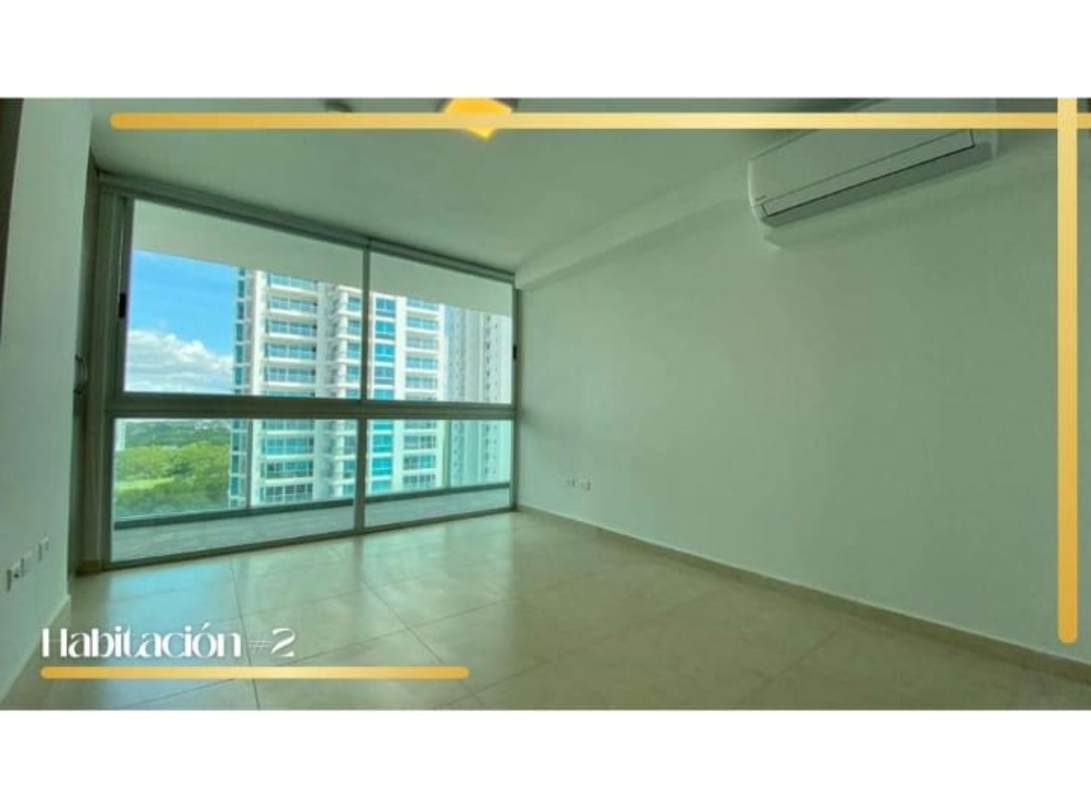 Modern bedroom with large windows city view in PH Lumiere Costa del Este Panama