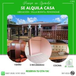 Single-story pink house with decorative gate and covered porch Villa Bonita Penonomé