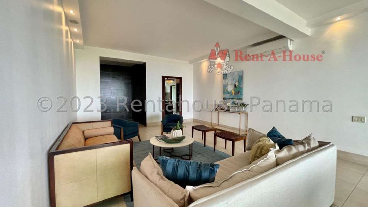 Spacious kitchen in Amador Panama apartment with ample cabinetry and large window