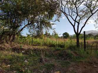 Fenced vacant countryside land with grassy vegetation and asphalt access road in Coclé Panama