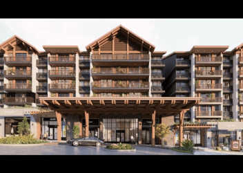 Rustic style multi-story commercial and residential complex Boquete with mountain architecture