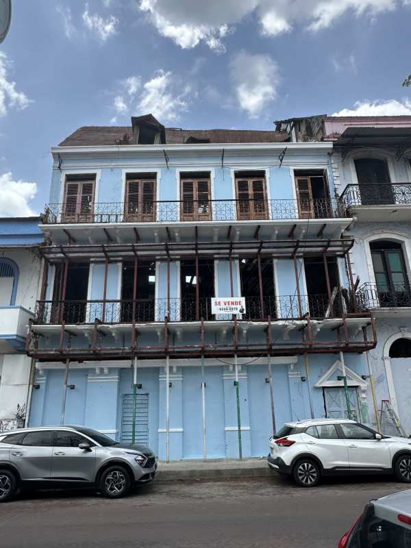 Colonial building with balconies in need of renovation Casco Viejo San Felipe Panama