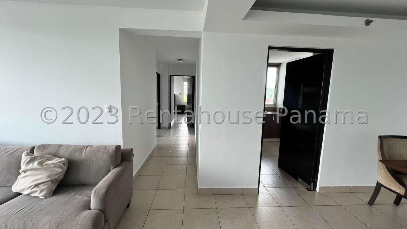 Kitchen with granite countertops, cabinets, appliances in apartment at PH Clayton Park Clayton Panama City