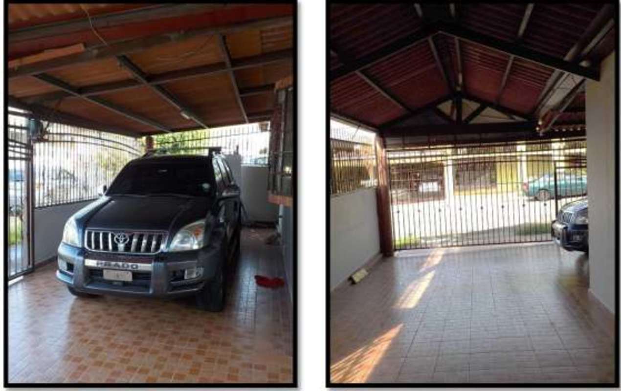 Covered garage carport with tile floor and entry gate in Altos de La Castellana Panama