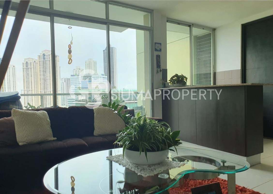 Cozy bright living room with panoramic city views PH Costa View Tower Costa del Este Panama City