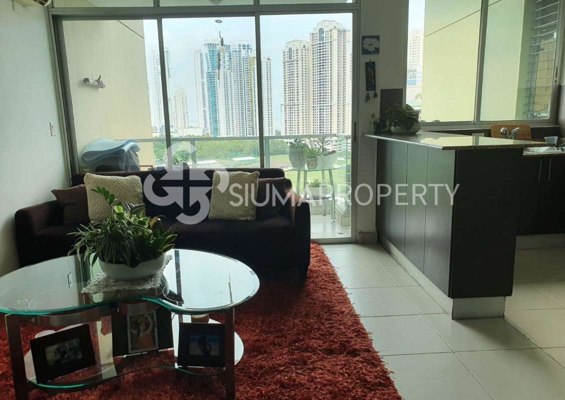 Elegant modern lobby with blue chairs and decor in PH Costa View Tower Costa del Este