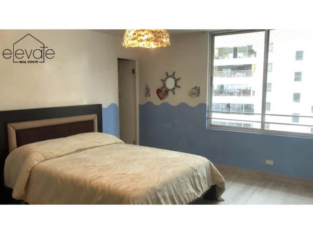 Bathroom with glass enclosed shower and granite vanity in PH Bahía Mar Panama City