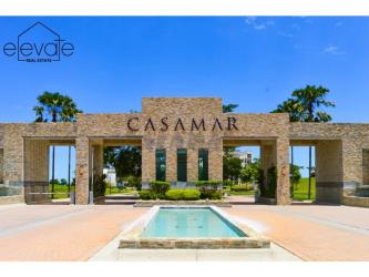 Mediterranean arch and fountain entrance to Casamar beach community San Carlos Panama