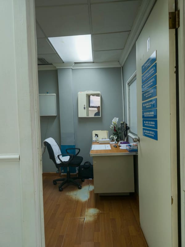 Elevator interior and hallway in two-story medical building Rio Abajo Panama