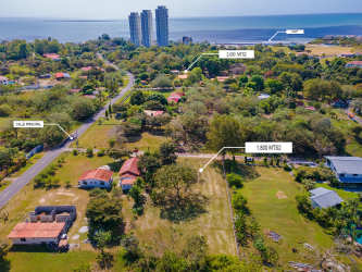 Aerial shot of two beachfront lots near the ocean in Rio Mar, Panama perfect for villas or investment