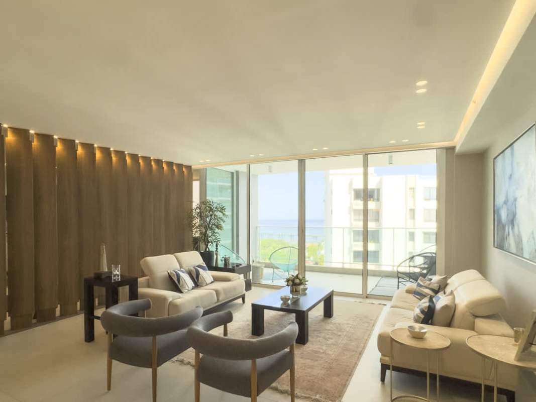 Open living dining concept with large windows ocean view PH Riviera del Golf Coco del Mar