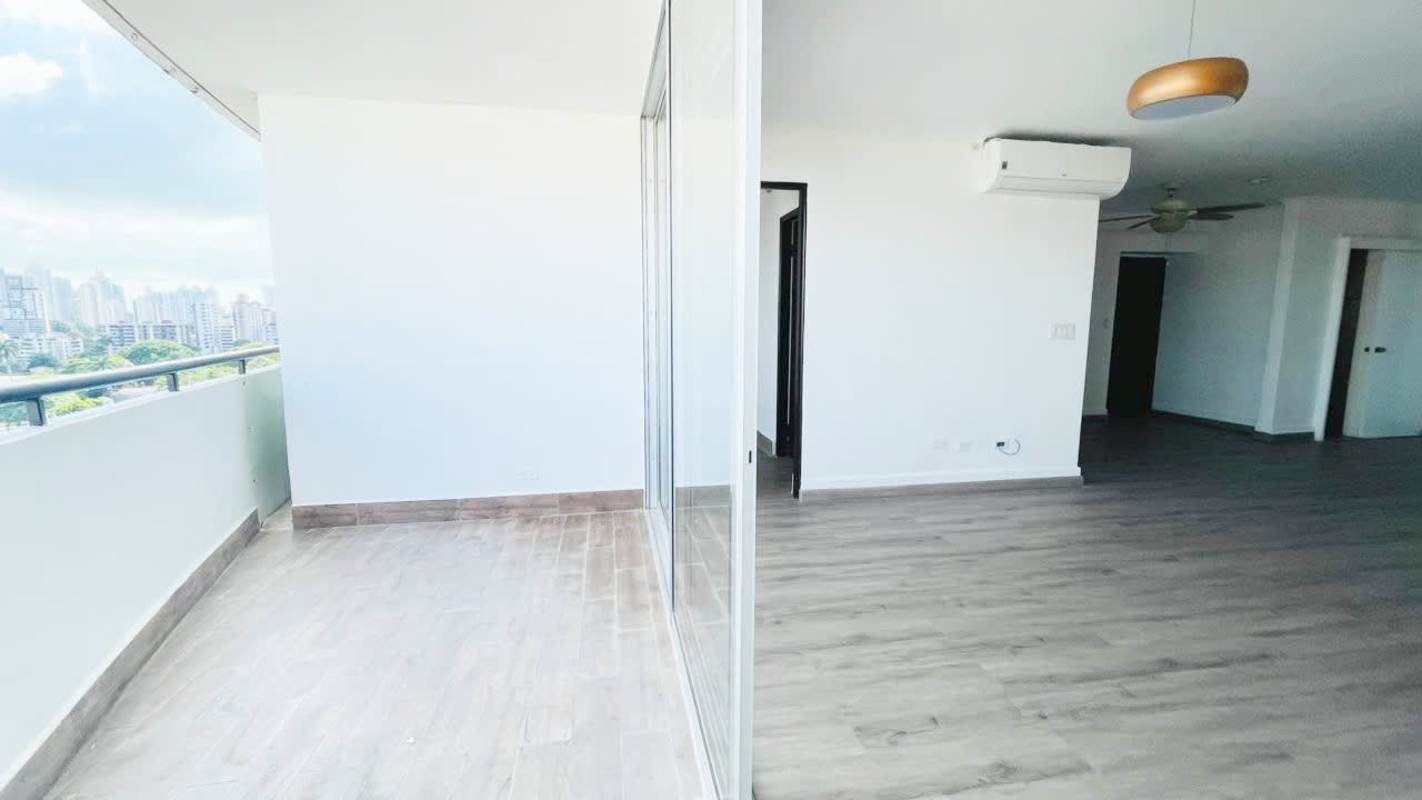 Remodeled living-dining with balcony access, wood floors, AC at PH El Carmen Tower Panama