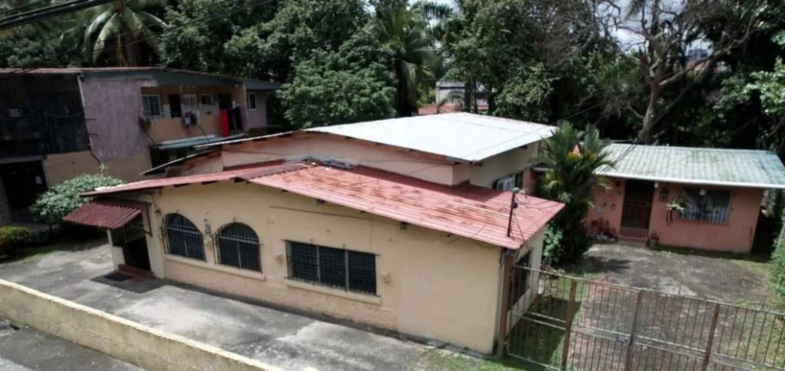Overhead aerial of large buildable land near metro ready for multi-story apartments in Vista Hermosa Panama