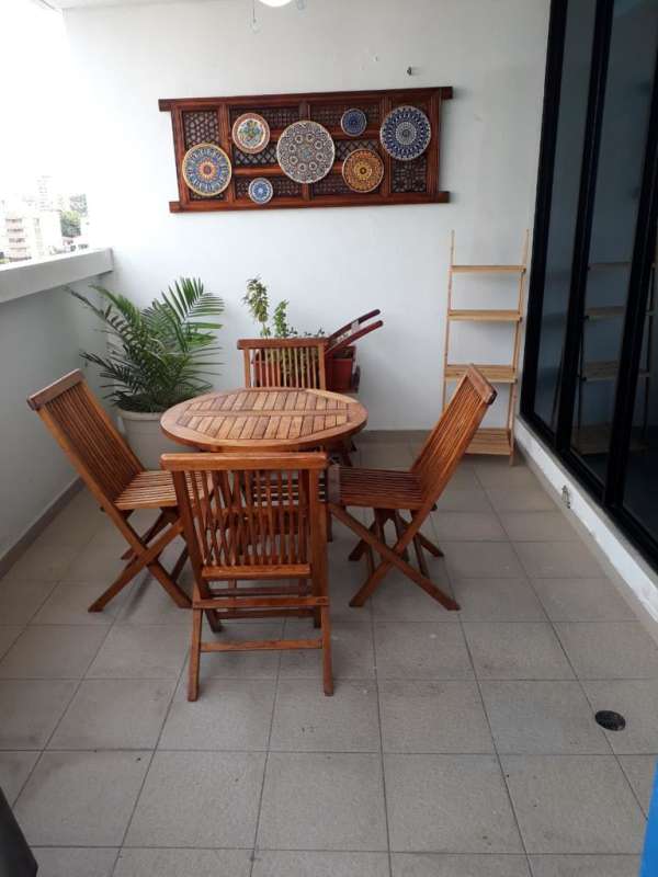 Balcony with panoramic oceanfront view in PH Star Bay Tower San Francisco Panama City