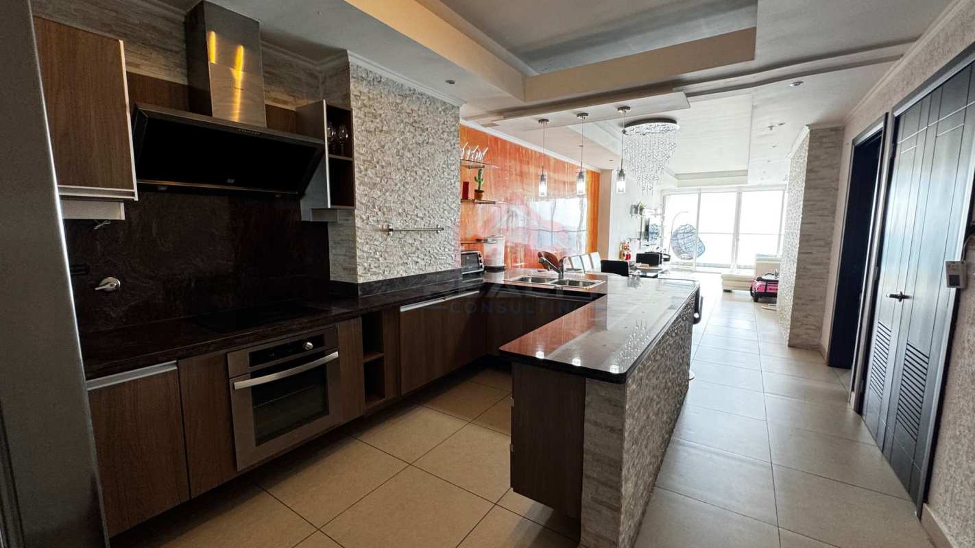 Elegant bathroom with glass shower marble vanity PH Rivage Panama City