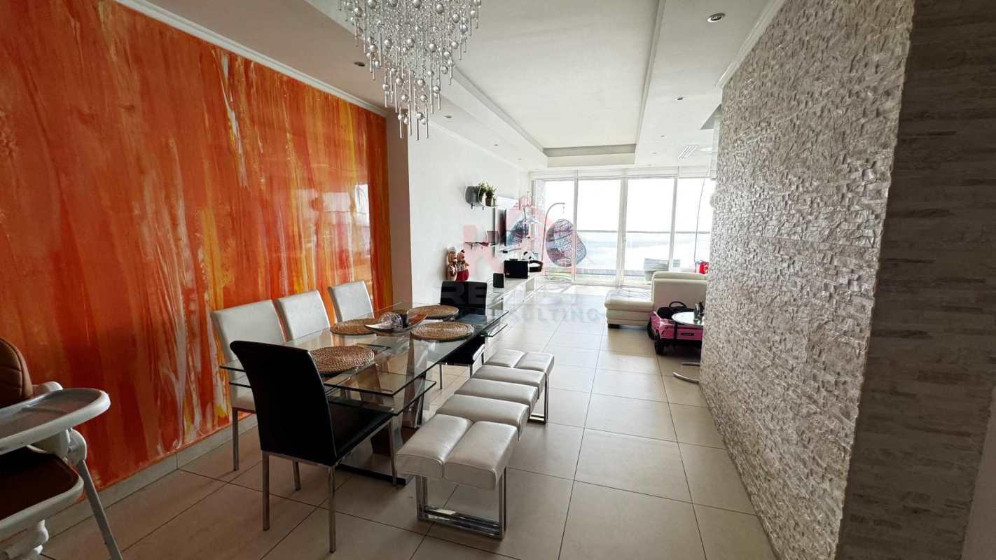 Luxurious marble lobby with designer furniture at PH Rivage Avenida Balboa Panama