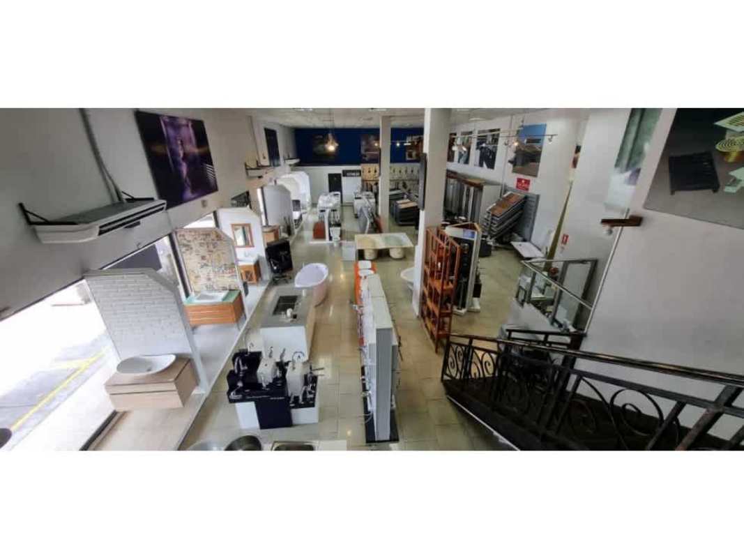Interior retail showroom with bathroom accessories counters staircase in Parque Lefevre Panama
