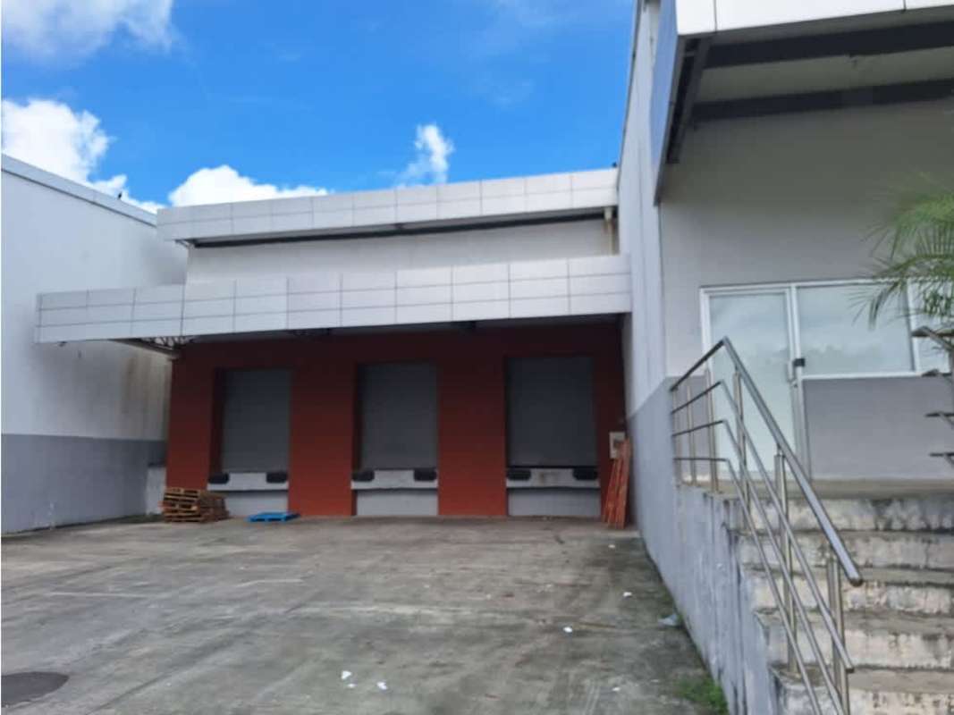 Multiple warehouse units with rolling shutters and loading dock bays in Tocumen Storage Complex